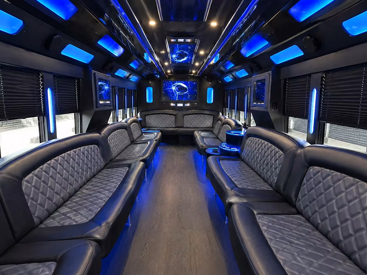 25 passenger party bus inside