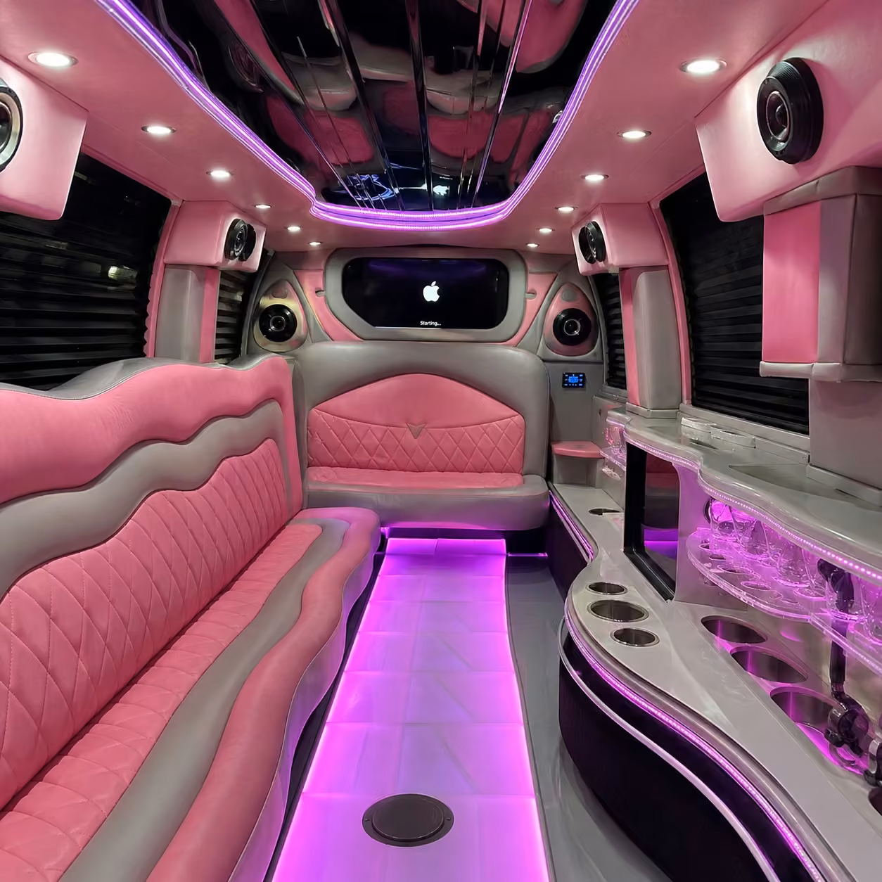 pink limo inside